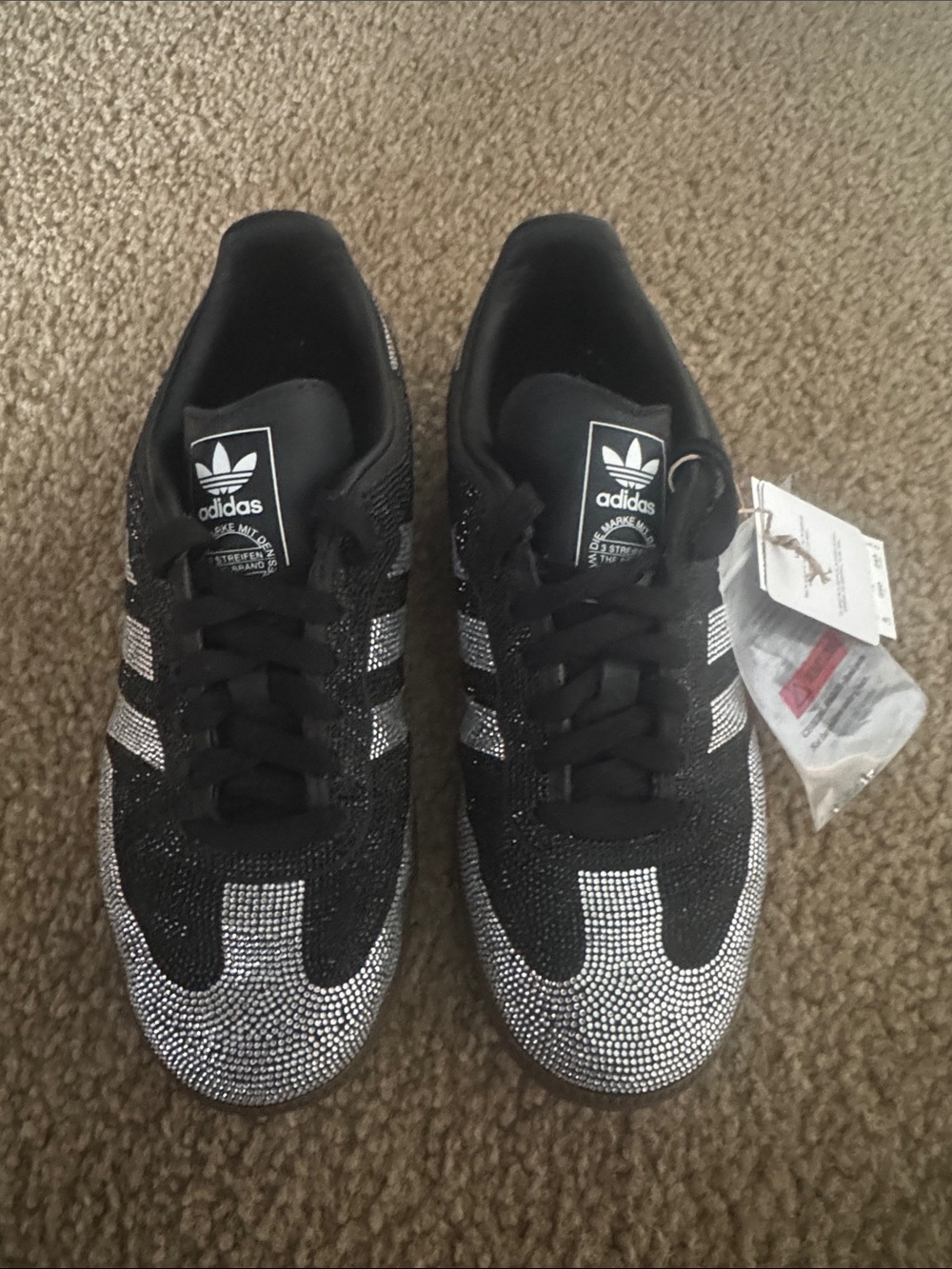 adidas Samba OG Rhinestone Core Black Silver Sneakers IH9052 NWT